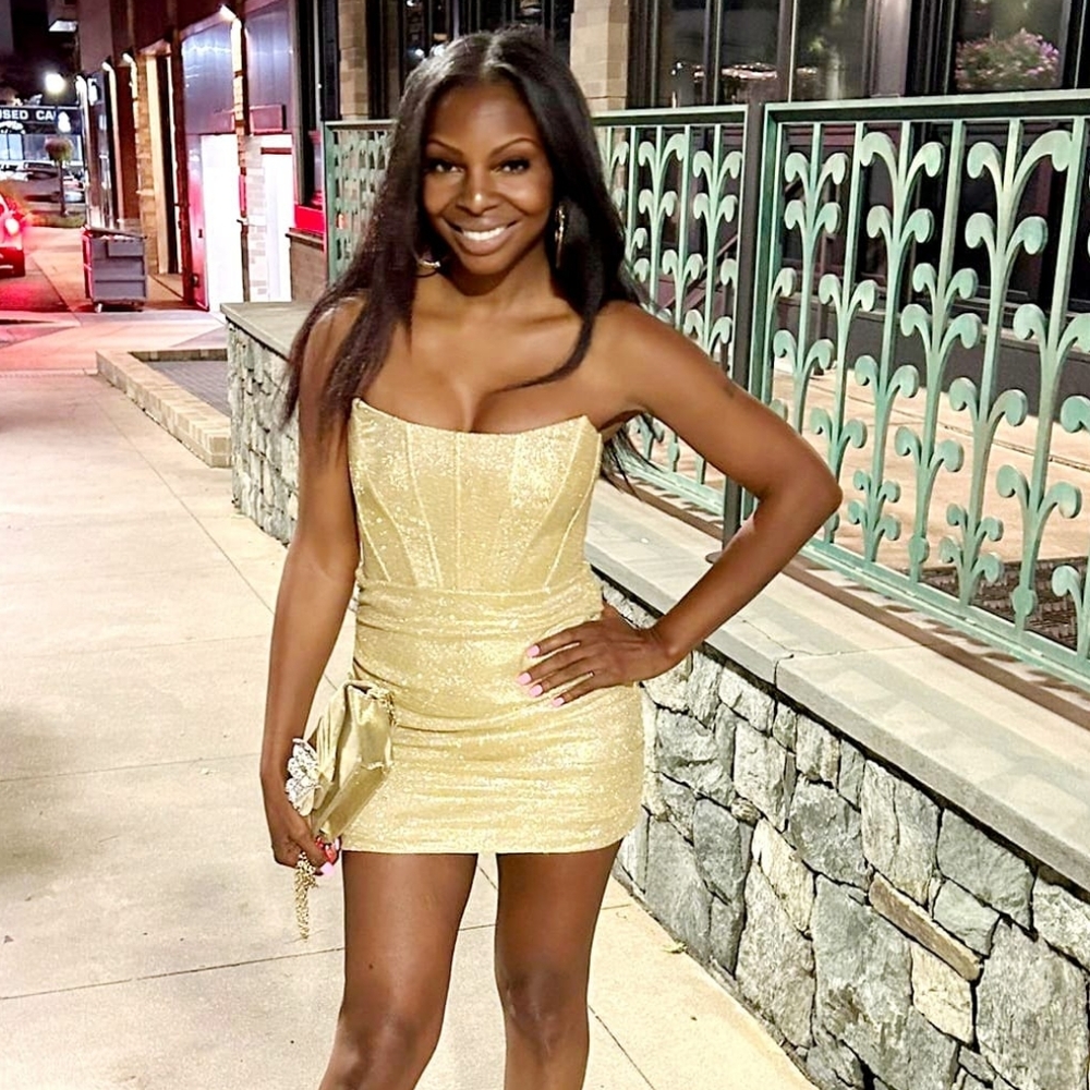 Gold mini dress
